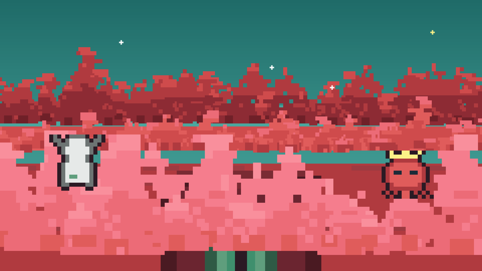 Lullaby Hills: layered pink ridges with a dark cave mouth